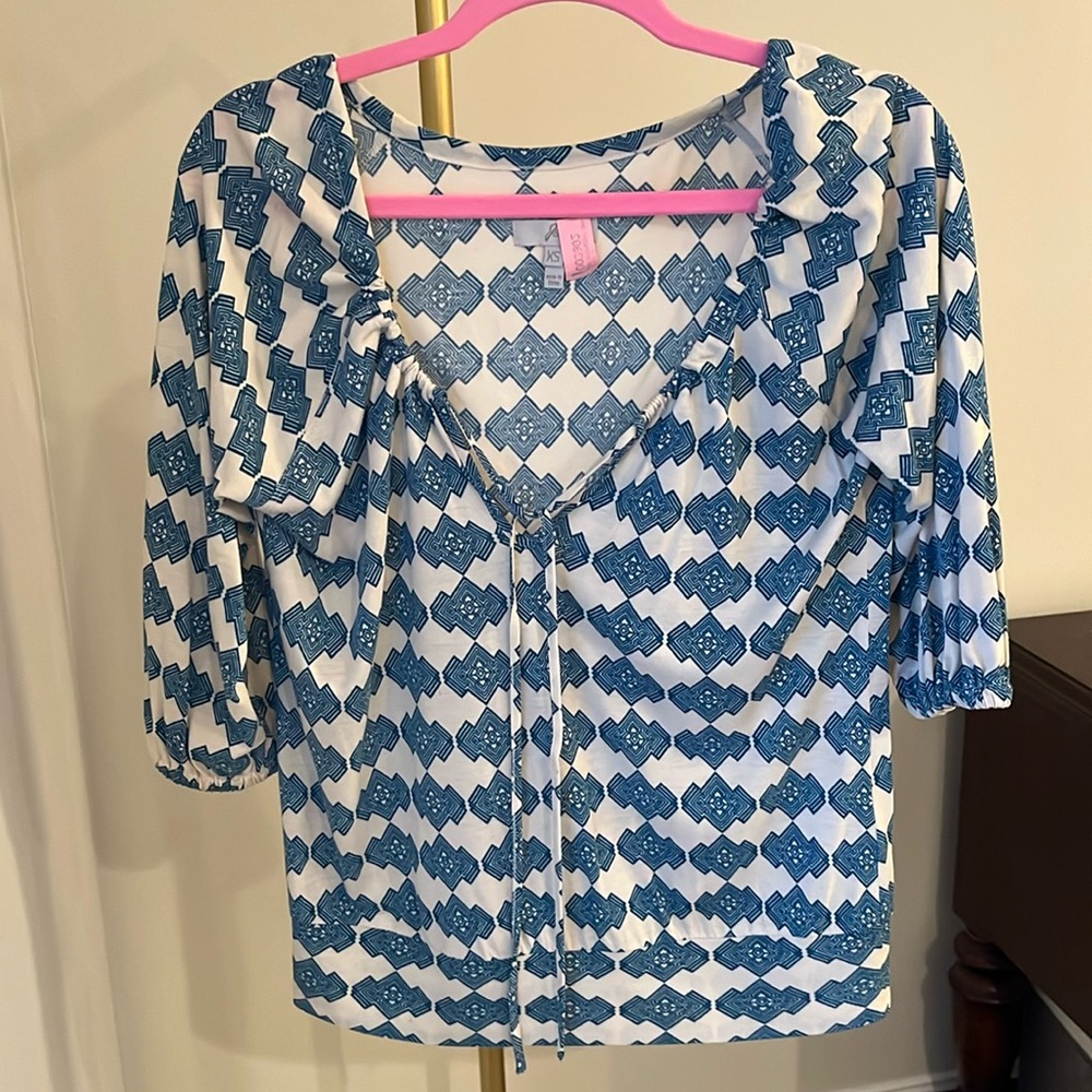 Joie Top ~ Abstract Design with Adjustable Keyhole Neckline